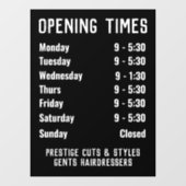Openingstijden of openingstijden winkel raamsticker (Vel)