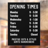 Openingstijden of openingstijden winkel raamsticker (Vel 2)