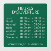 Openingstijden - Omgekeerd Raamsticker (Vel)