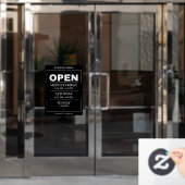 Openingstijden | Openingstijden bedrijf Black Raamsticker (Kantoordeur)