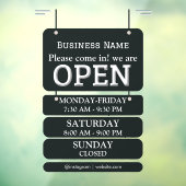 Openingstijden | Openingstijden bedrijf Black Raamsticker (Vel 3)