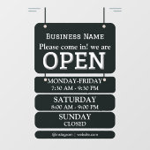 Openingstijden | Openingstijden bedrijf Black Raamsticker (Vel)
