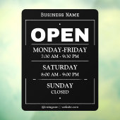 Openingstijden | Openingstijden bedrijf zwart Raamsticker (Vel 3)
