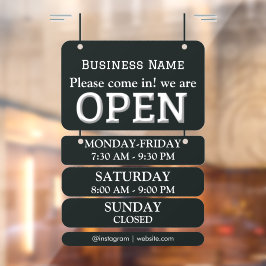 Openingstijden | Openingstijden bedrijf zwart Raamsticker