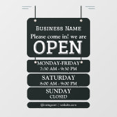 Openingstijden | Openingstijden bedrijf zwart Raamsticker (Vel)