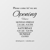 Openingstijden | Openingstijden bedrijf zwart Raamsticker (Vel)