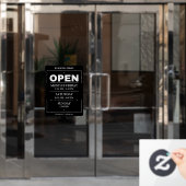 Openingstijden | Openingstijden bedrijf zwart Raamsticker (Kantoordeur)