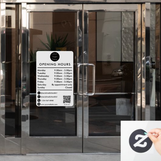 Openingstijden Openingstijden Tijden QR-code Zakel Raamsticker (Kantoordeur)