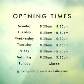 Openingstijden | Openingstijden voor bedrijven Mod Raamsticker (Vel 3)