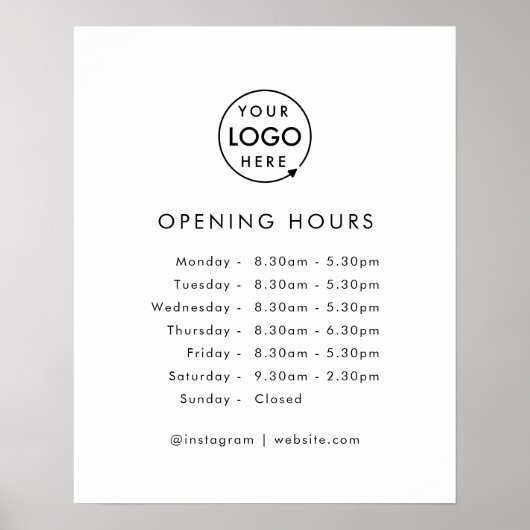 Openingstijden | Openingstijden voor zakelijke Log Poster (Voorkant)