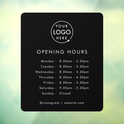 Openingstijden | Openingstijden voor zakelijke Log Raamsticker (Vel 3)