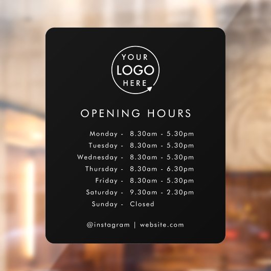 Openingstijden | Openingstijden voor zakelijke Log Raamsticker (Vel 2)