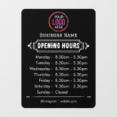 Openingstijden | Openingstijden voor zakelijke Log Raamsticker (Vel)