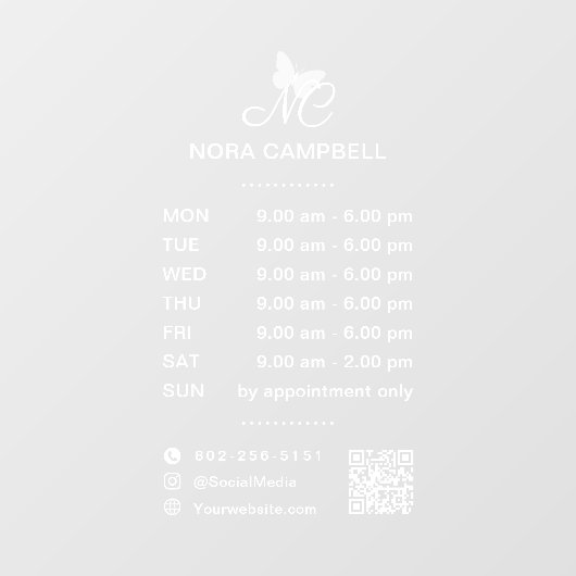 Openingstijden QR Code Social Media iconen Raamsticker (Vel)