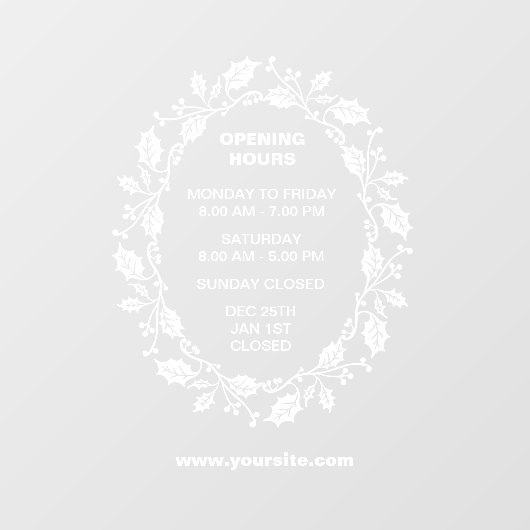 Openingstijden Raam Sticker, Kerstmis,  Raamsticker (Vel)