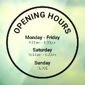 Openingstijden | Ronde openingstijden voor bedrijv Raamsticker (Vel 3)