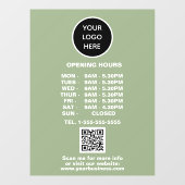Openingstijden Sage Green Zakelijke Logo QR Code Raamsticker (Vel)