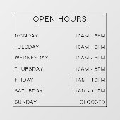 Openingstijden Store Front Store Business Hour Raamsticker (Vel)