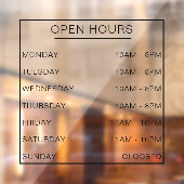 Openingstijden Store Front Store Business Hour Raamsticker (Vel 2)