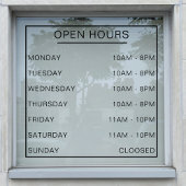Openingstijden Store Front Store Business Hour Raamsticker