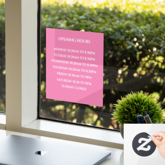 Openingstijden teken, Boutique Signage, Retail Sto Raamsticker (Kantoor)