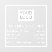 Openingstijden toevoegen logo wit en transparant raamsticker (Vel)