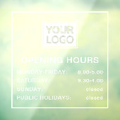 Openingstijden toevoegen logo wit en transparant raamsticker (Vel 3)
