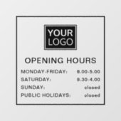 Openingstijden toevoegen logo zwart en transparant raamsticker (Vel)
