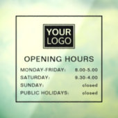 Openingstijden toevoegen logo zwart en transparant raamsticker (Vel 3)