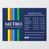 Openingstijden Urban Modern Vertical Stripes Logo Raamsticker (Vel)