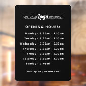 Openingstijden Uren Zakelijk Logo Zwart Raamsticker (Vel 2)