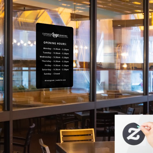Openingstijden Uren Zakelijk Logo Zwart Raamsticker (Restaurant Raam)