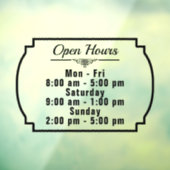 Openingstijden van Aangepaste winkels Raamsticker (Vel 3)