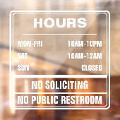 Openingstijden van de bediening Geen openbare toil Raamsticker (Vel 2)