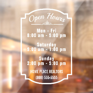 Openingstijden van de bewerking Store Business DIY Raamsticker