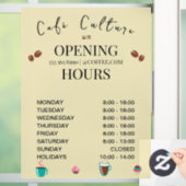 Openingstijden van koffiezaak raamsticker (Huis)