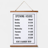 Openingstijden van winkel of openingstijden hangend wandkleed (Voorkant)