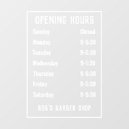 Openingstijden van winkel of openingstijden raamsticker