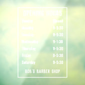 Openingstijden van winkel of openingstijden raamsticker (Vel 3)