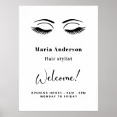 Openingstijden van witte make-up artiest welkom poster (Voorkant)