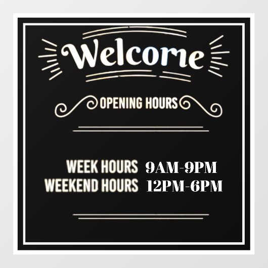 Openingstijden Venster Sticker Sjabloon (Vel)