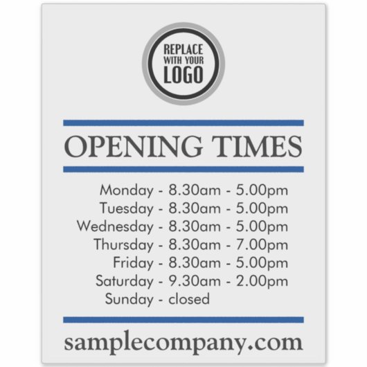  openingstijden voor Logo- en tekstbedrijven Sticker (Voorkant)