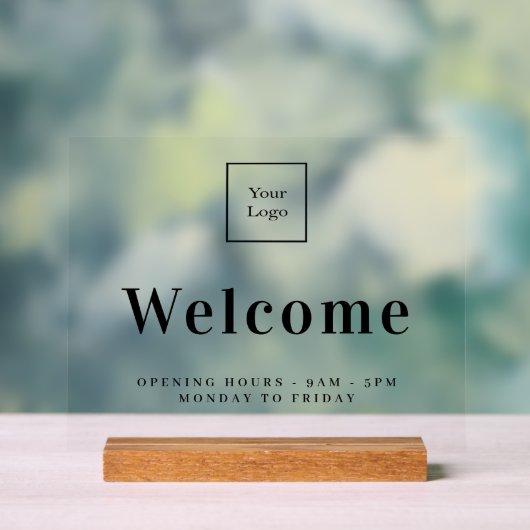 Openingstijden voor zakelijke logo acryl bord (Neutraal)