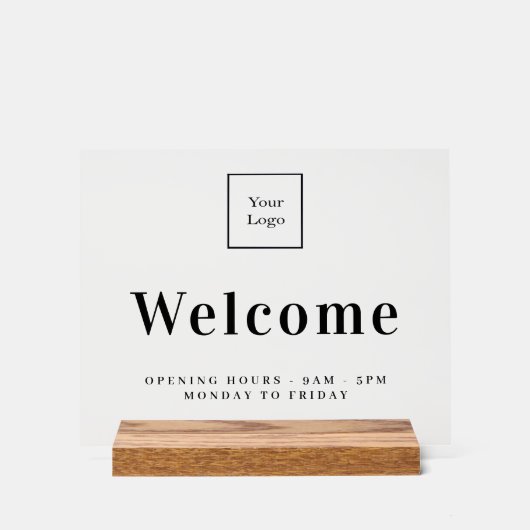 Openingstijden voor zakelijke logo acryl bord (Voorkant)