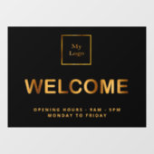 Openingstijden voor zwarte gouden logo raamsticker (Vel)