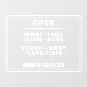 Openingstijden Website Transparant Raamsticker (Vel)