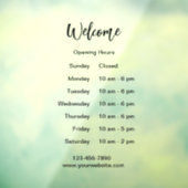 Openingstijden Welkom Zwart Script Werktijden Raamsticker (Vel 3)