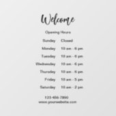 Openingstijden Welkom Zwart Script Werktijden Raamsticker (Vel)