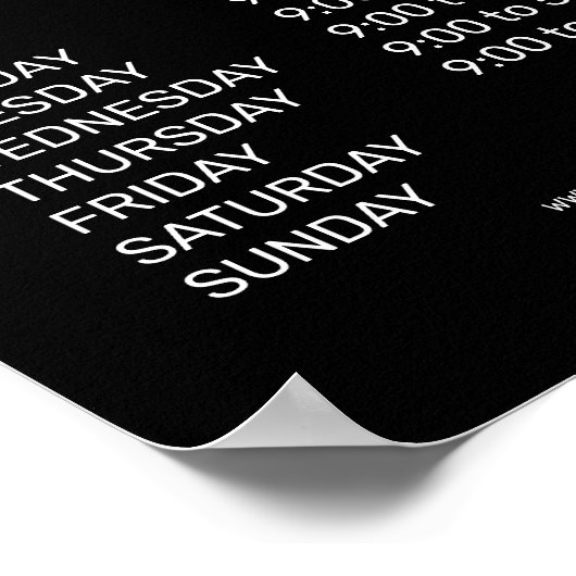 Openingstijden winkel poster (Hoek)