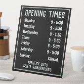 Openingstijden winkel reclamebord met voetstuk (Insitu)